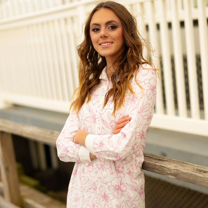 Print Shirt Dress - Floral