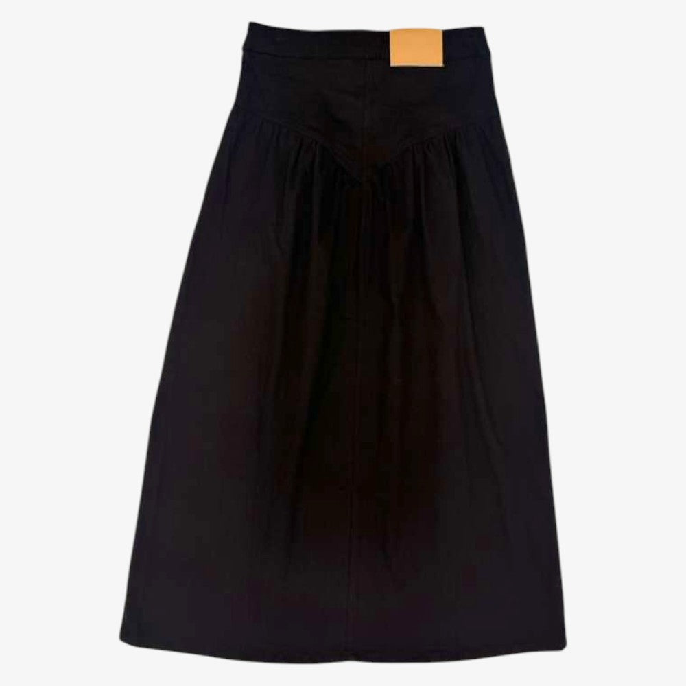 V Denim Skirt - Black