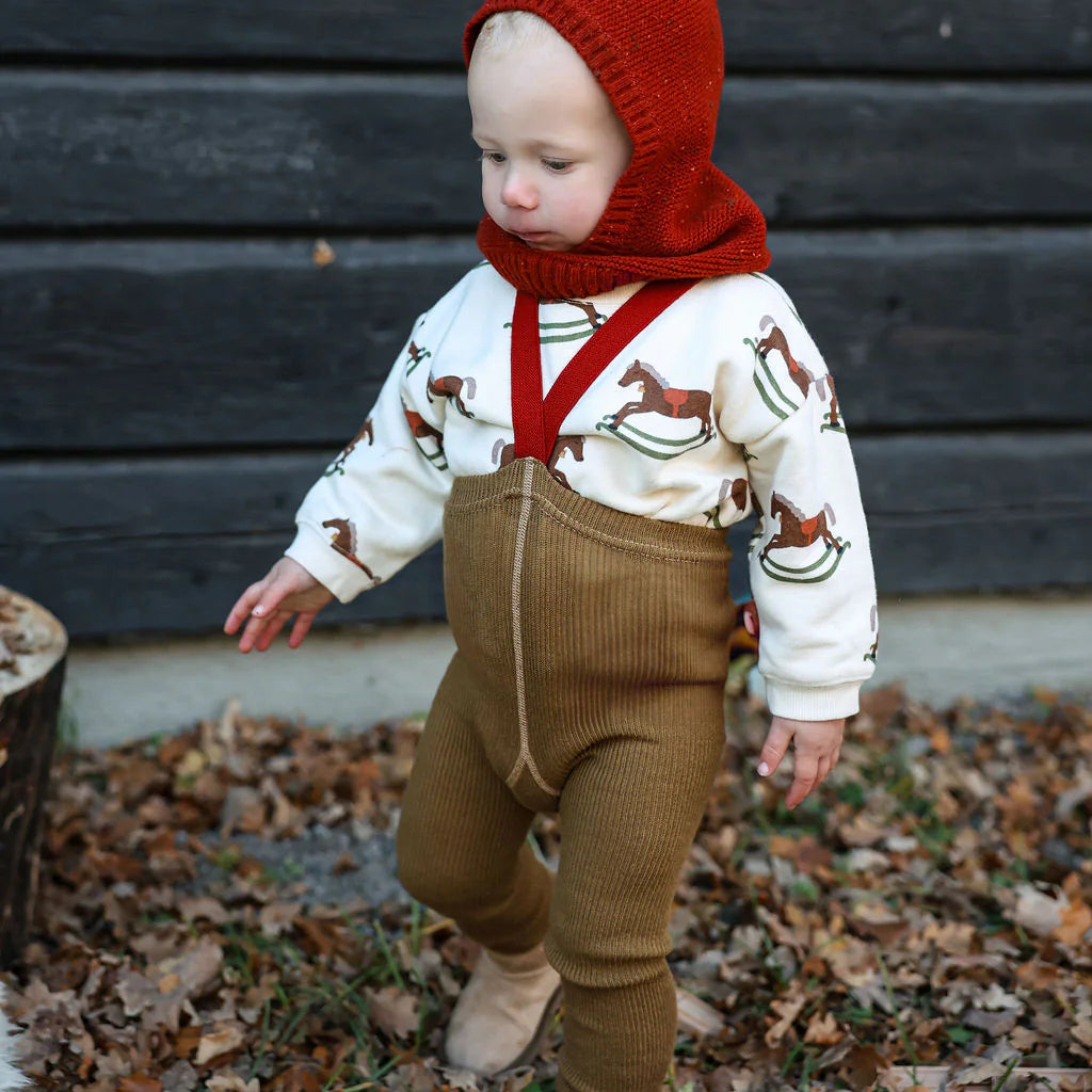 Footed Tights - Acorn Brown&maple