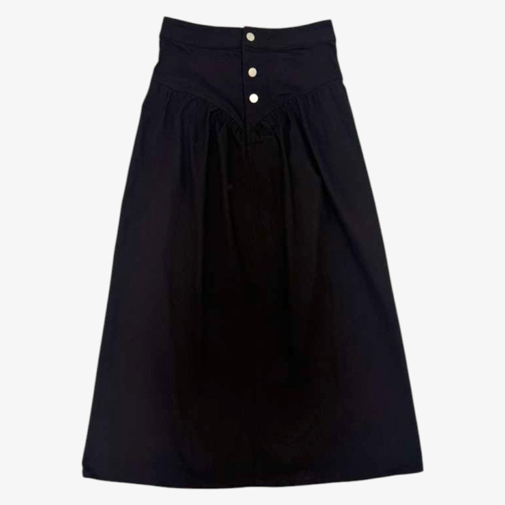 V Denim Skirt - Black