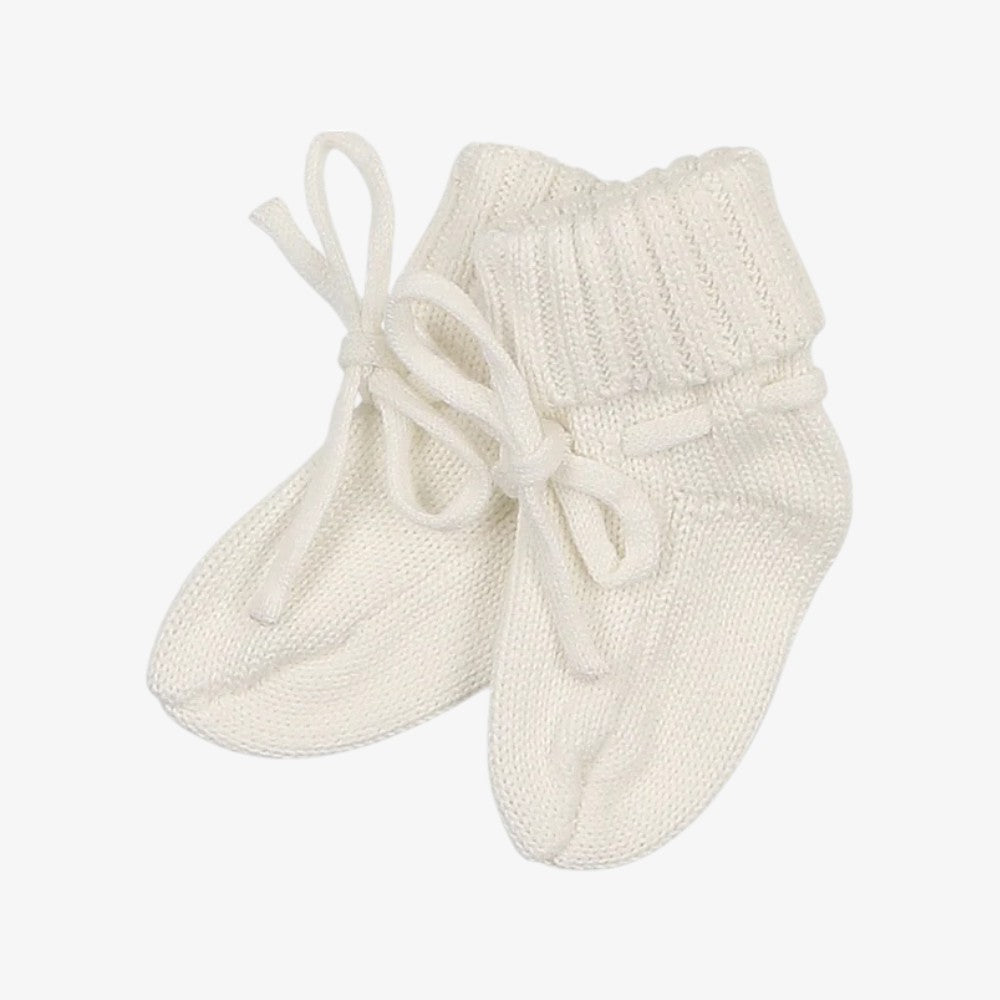 Seed Stitch Booties - Winter White