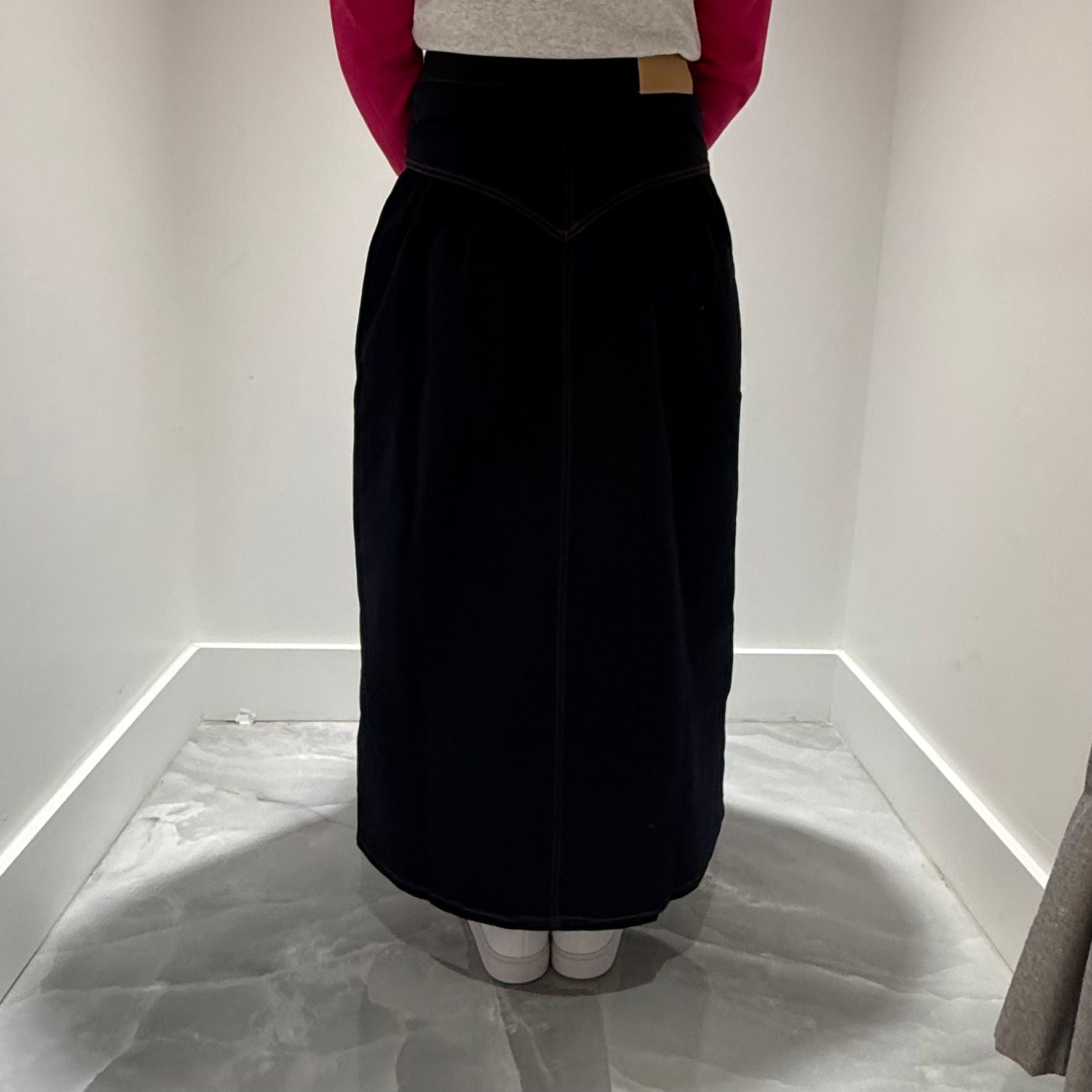 V Denim Skirt - Blue