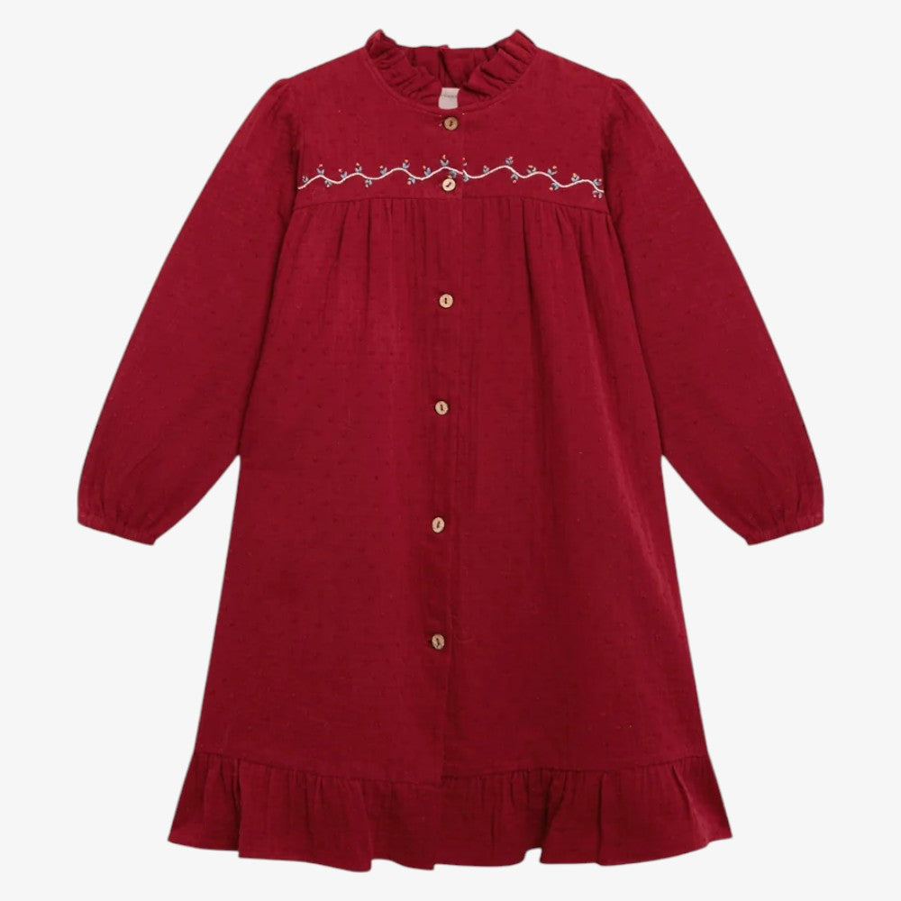 PLUMETI EMBROIDERED DRESS - Burgundy