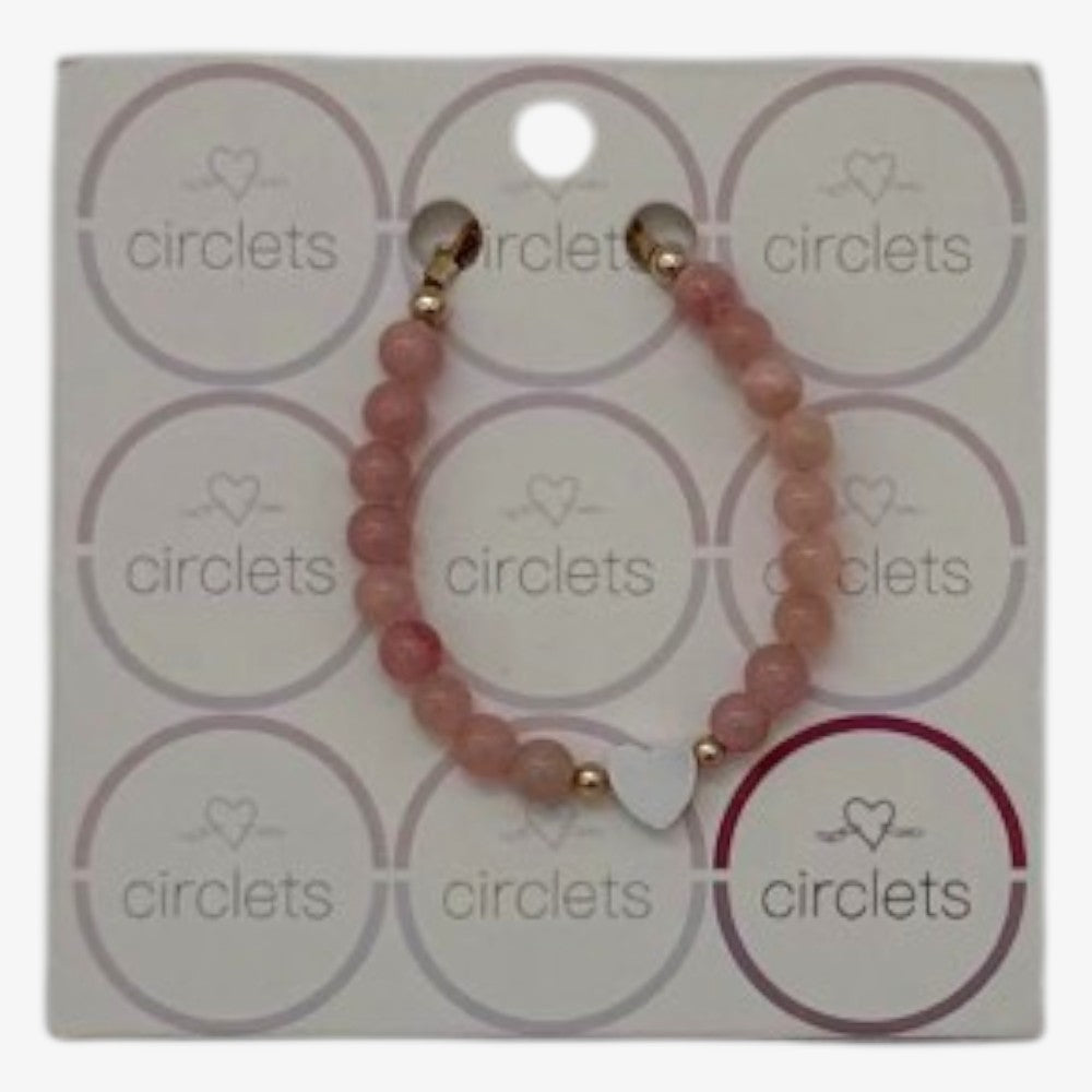 Beads With Hanging Heart Bracelet - Light Pink