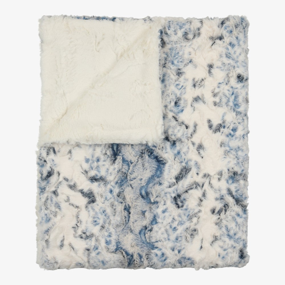 Speckled Fur Blanket - Blue/natural