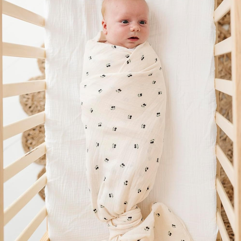 Muslin Swaddle 1 Pack - Blue Cherry