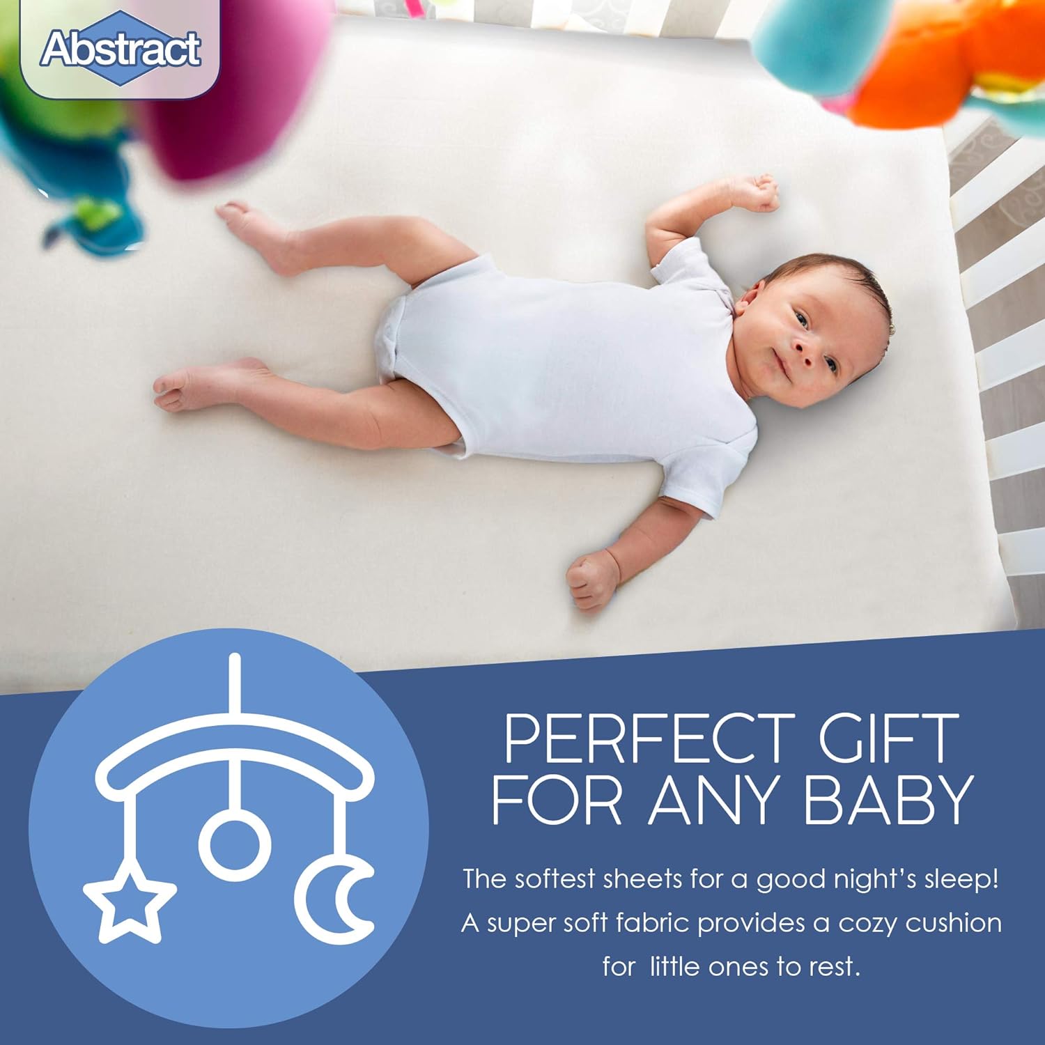 Abstract Portable Crib Sheet - White