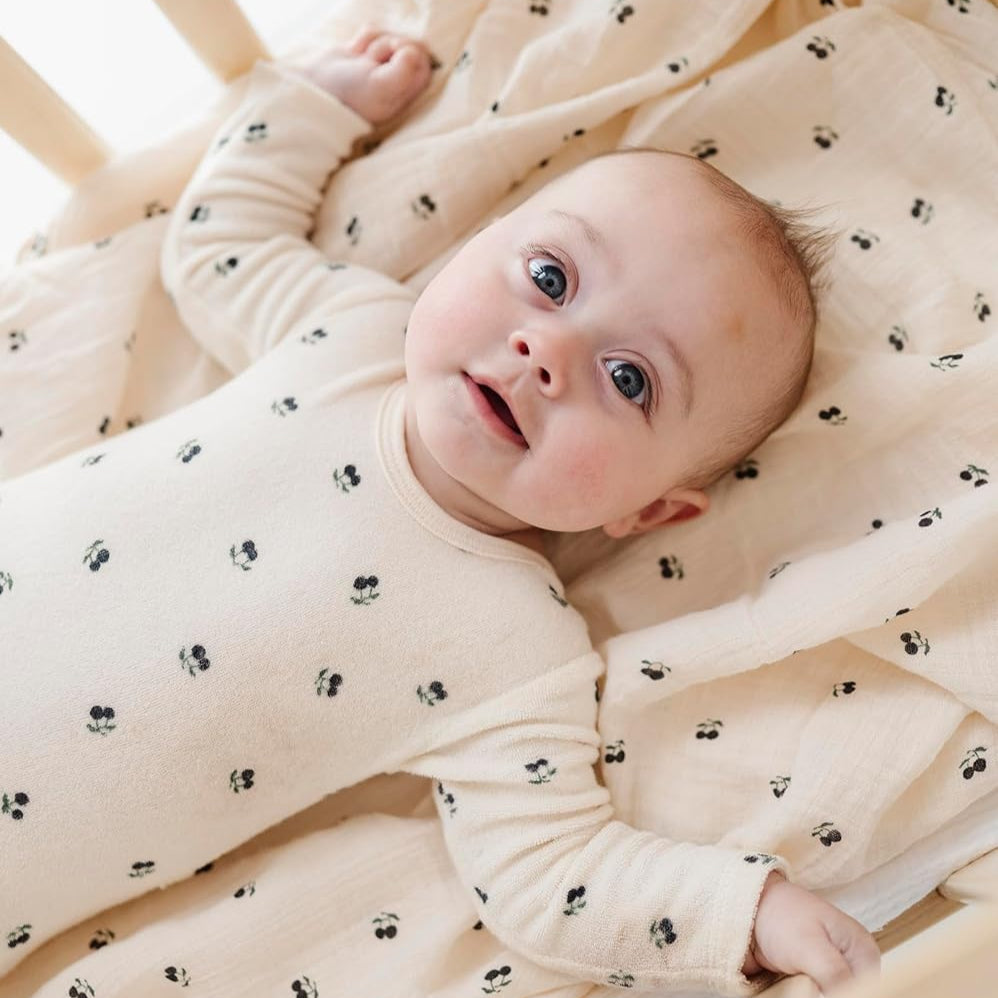Muslin Swaddle 1 Pack - Blue Cherry