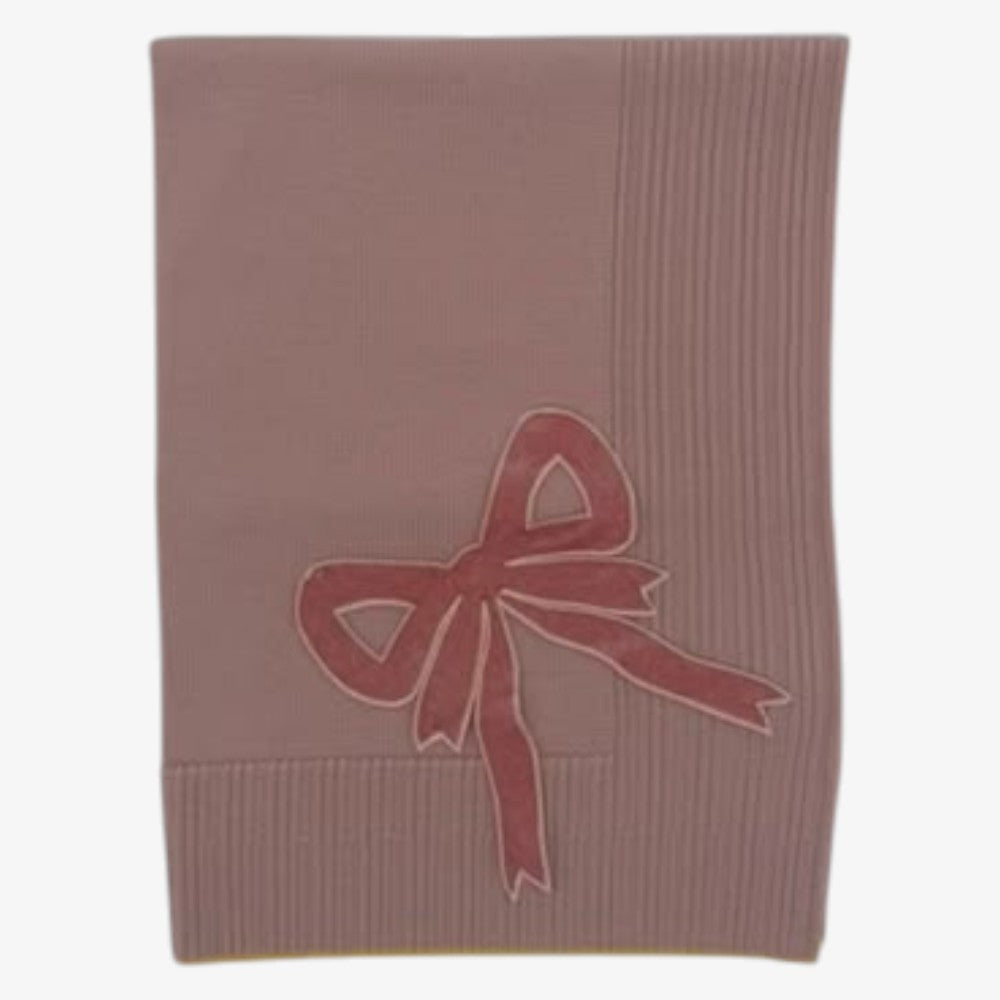 Bow Velvet Blanket - Cameo Pink