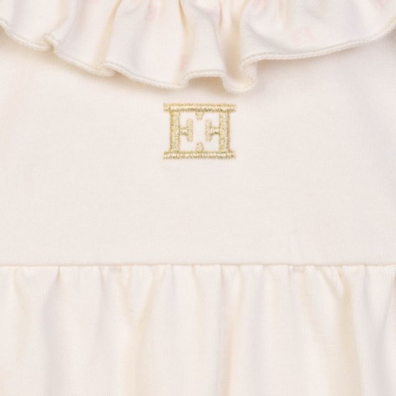 Ruffle Collar Onesie - White