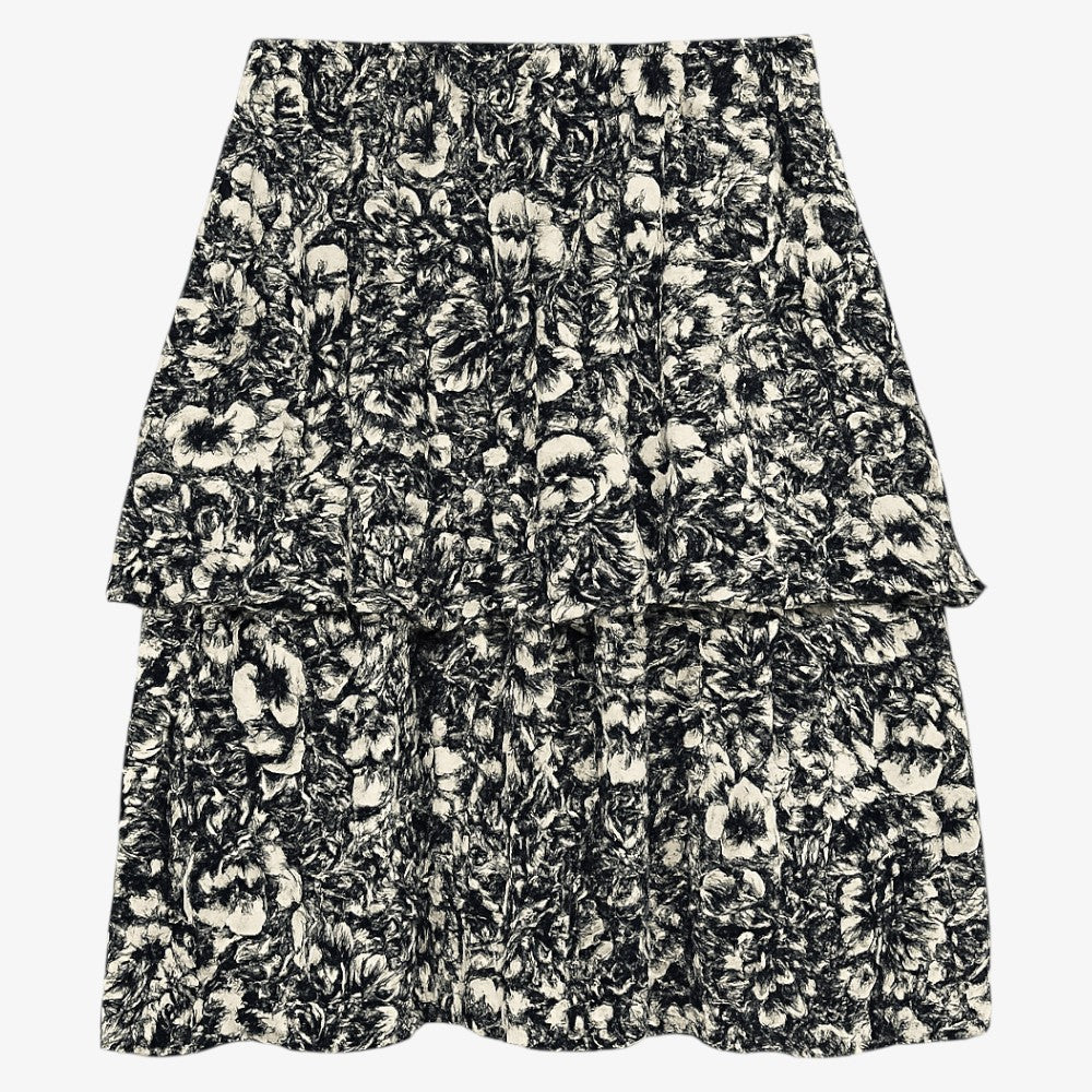 Floral Silk Skirt - Black
