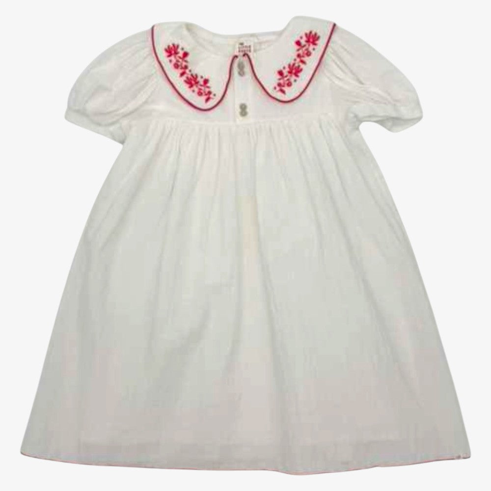Sophie Dress - Ecru & Red