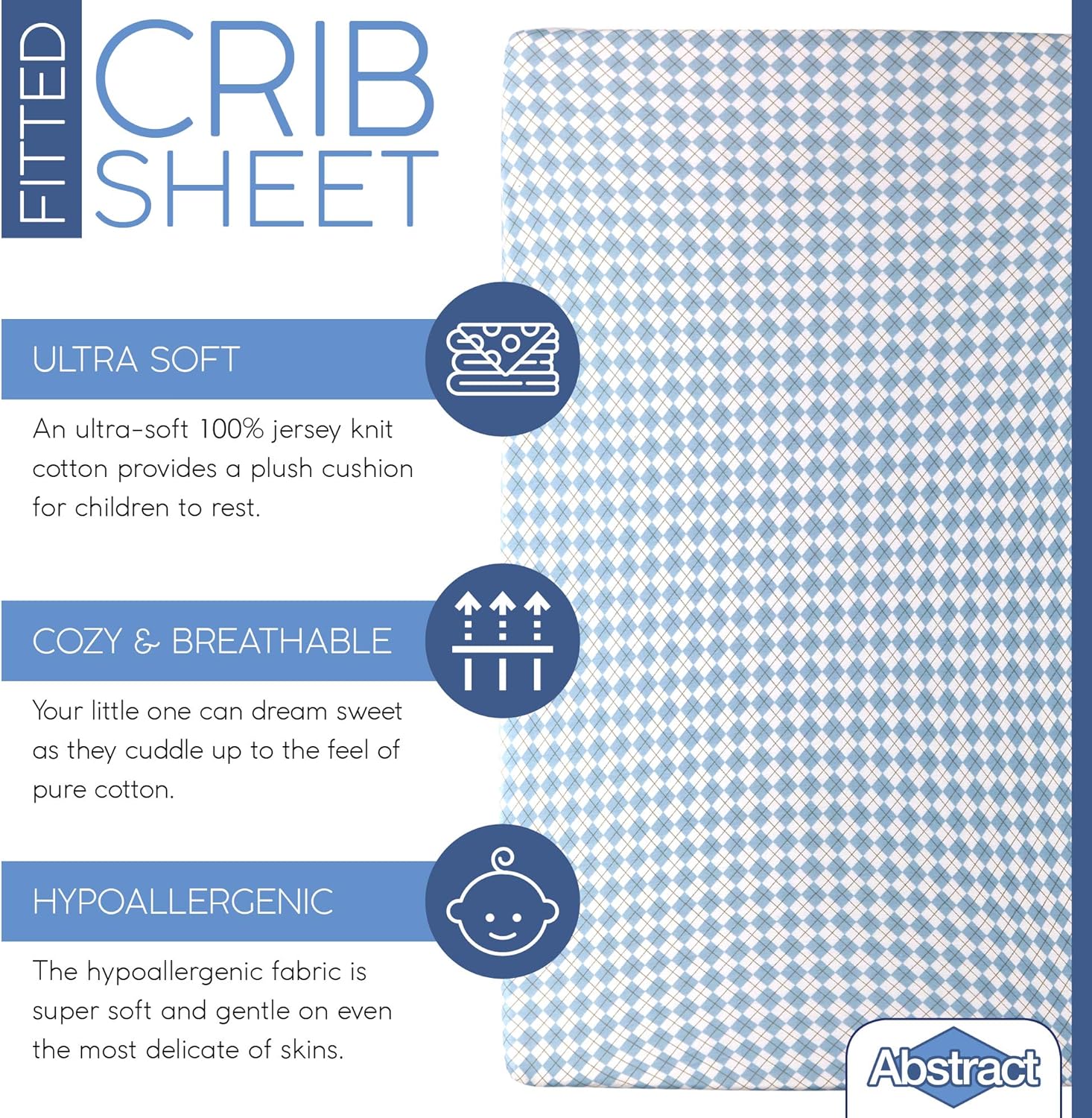 Dot Portable Crib Sheet - Arygle Blue
