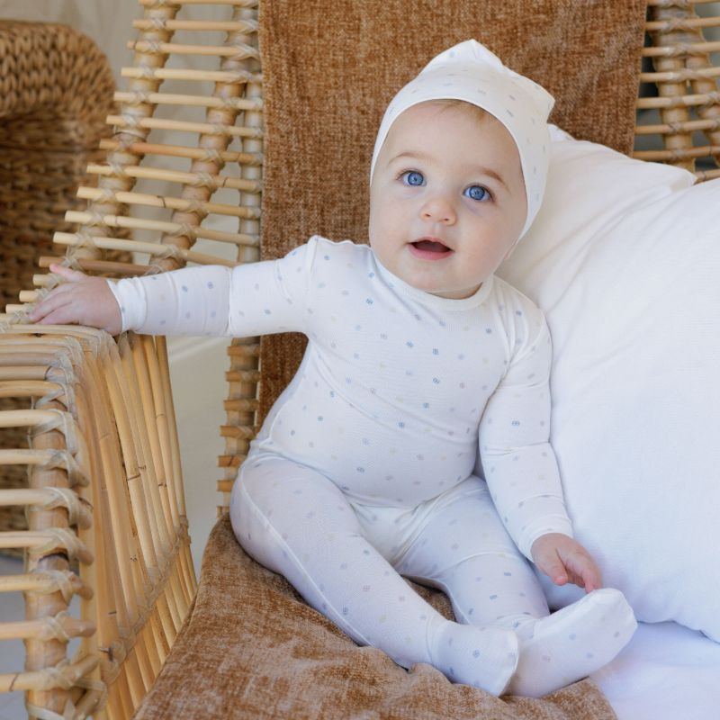 Bamboo Print Footie - Natural/blue