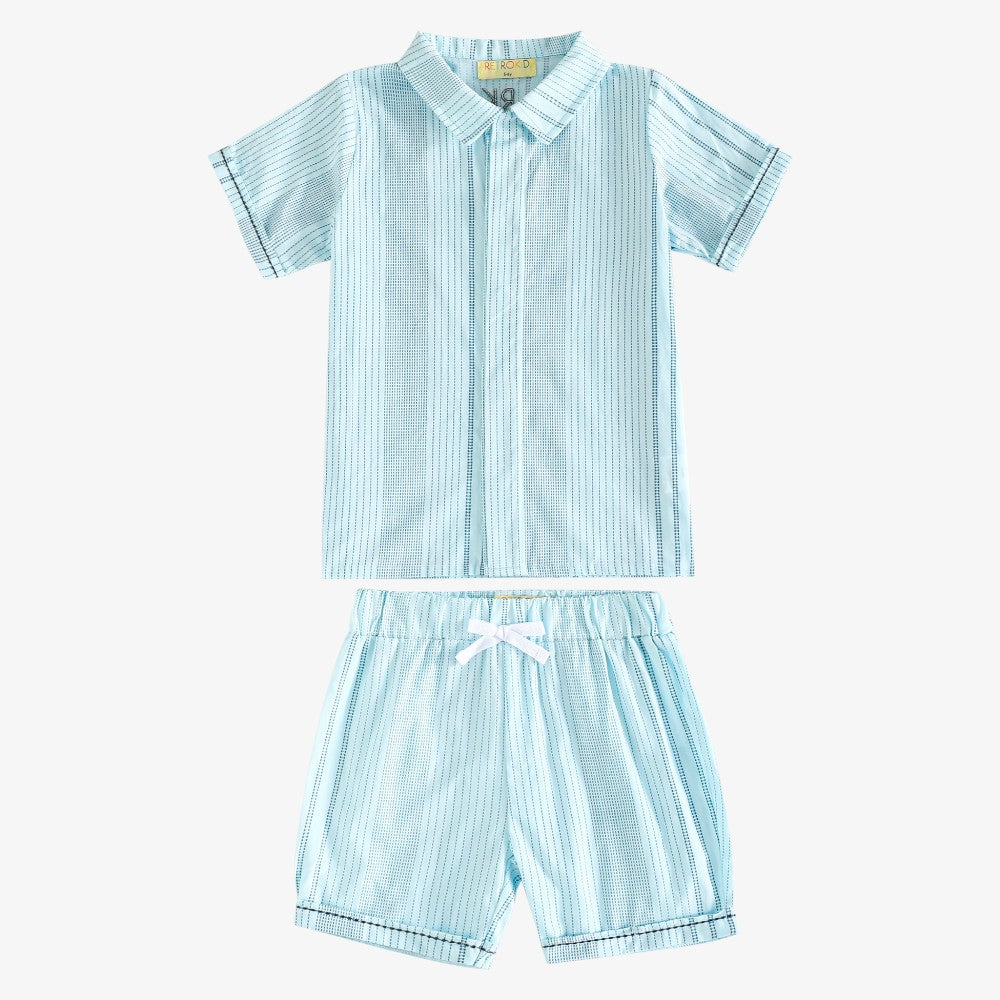Alfie Print Shirt And Shorts - Blue