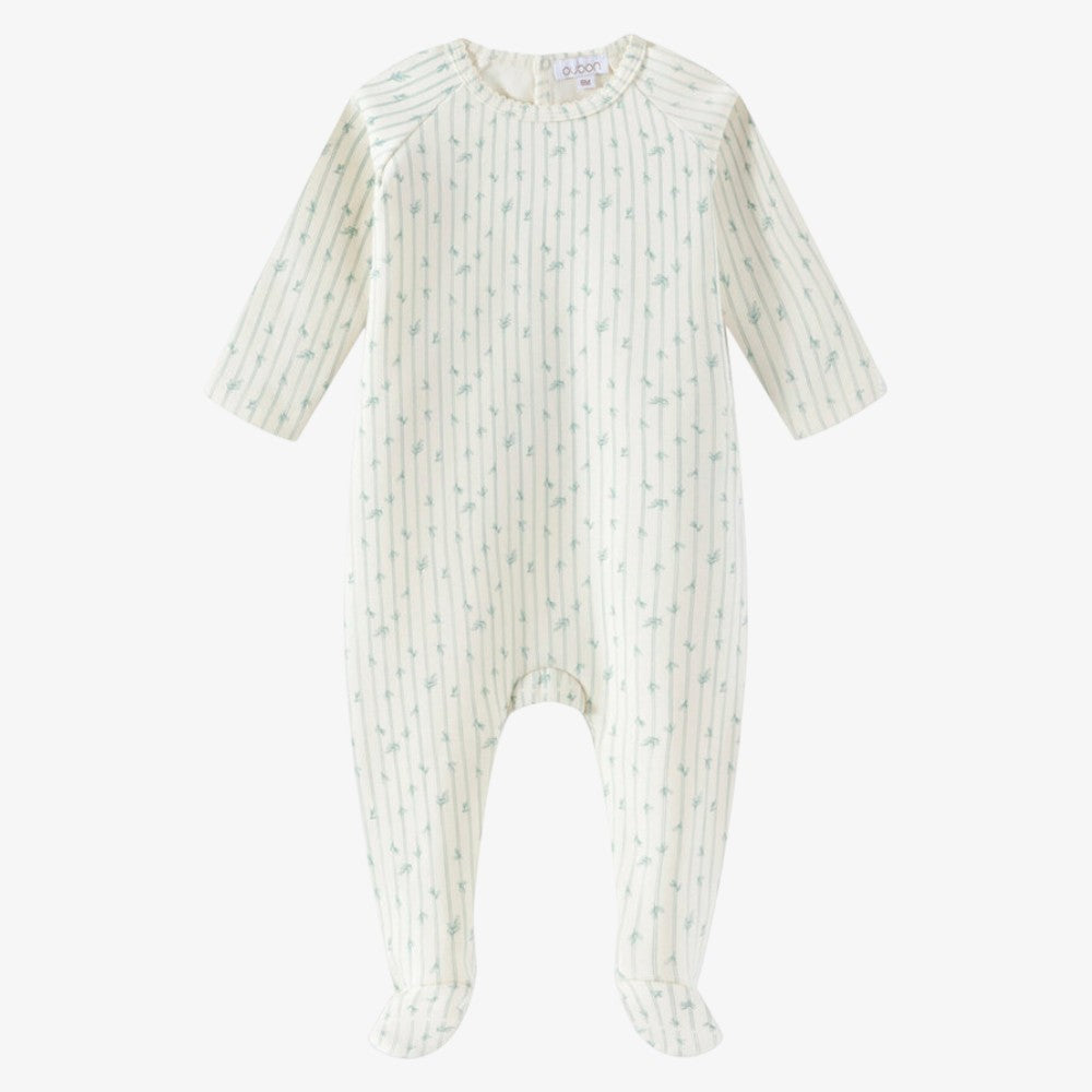 Leaf Print Take Me Home Set - White&blue