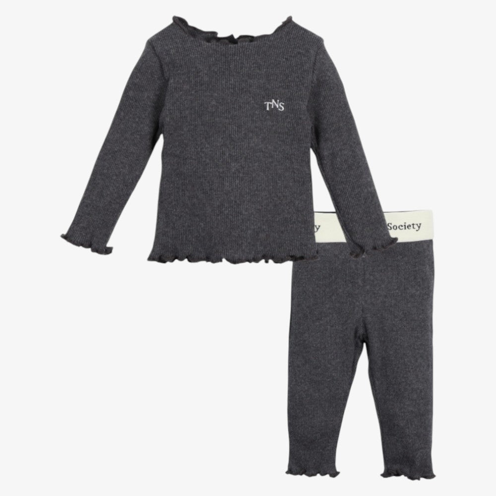 Rib Tee And Leggings - Grey Melange
