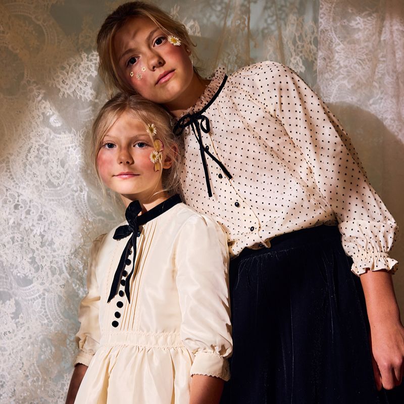 Velvet Polka Dot Blouse - Cream