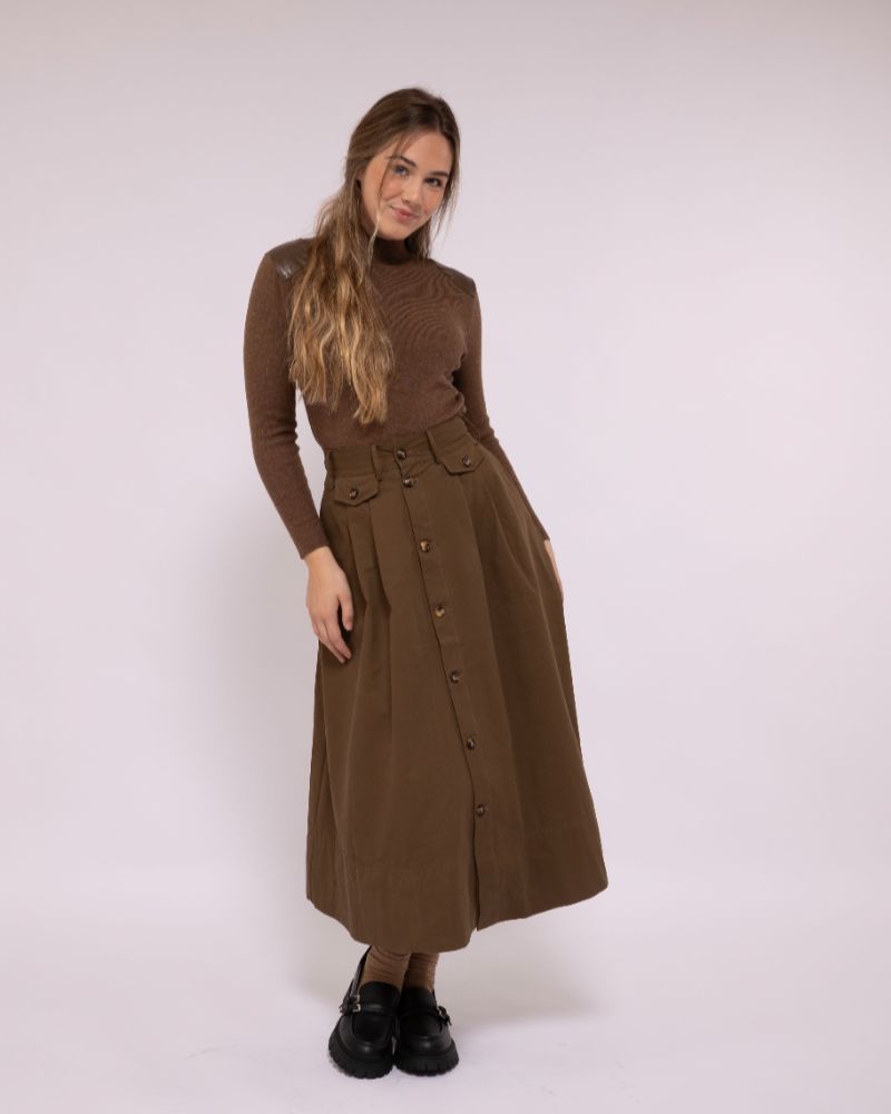 Button Skirt - Cocoa