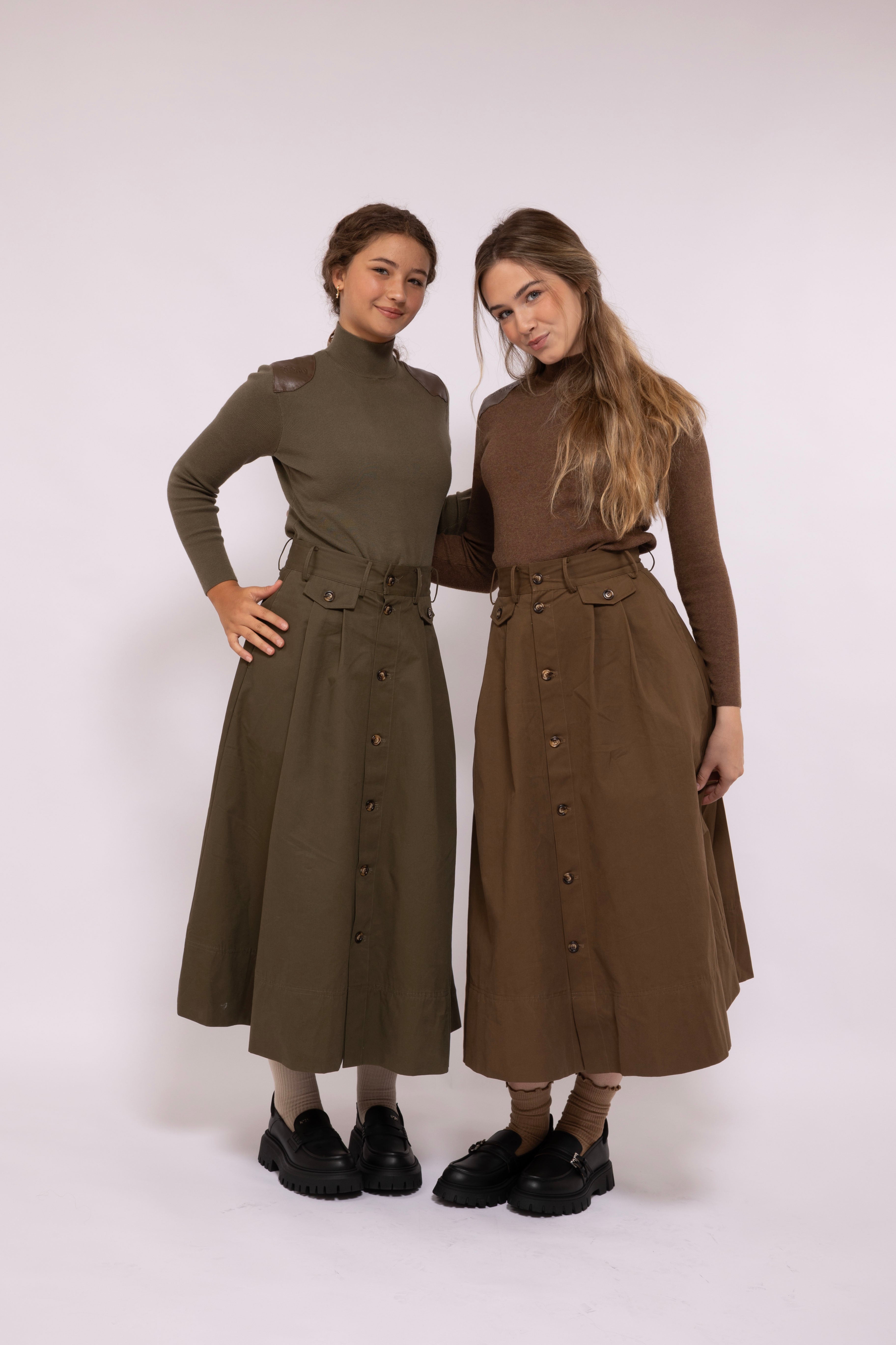Button Skirt - Olive