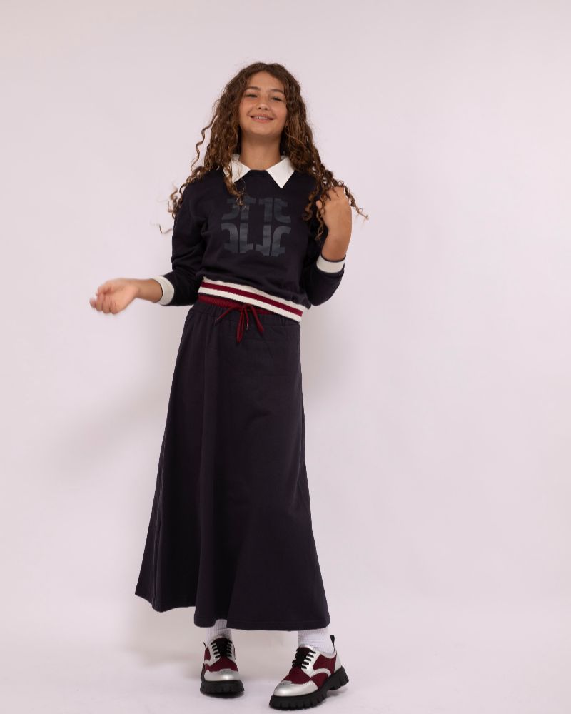 Signature Maxi Sweat Skirt - Navy