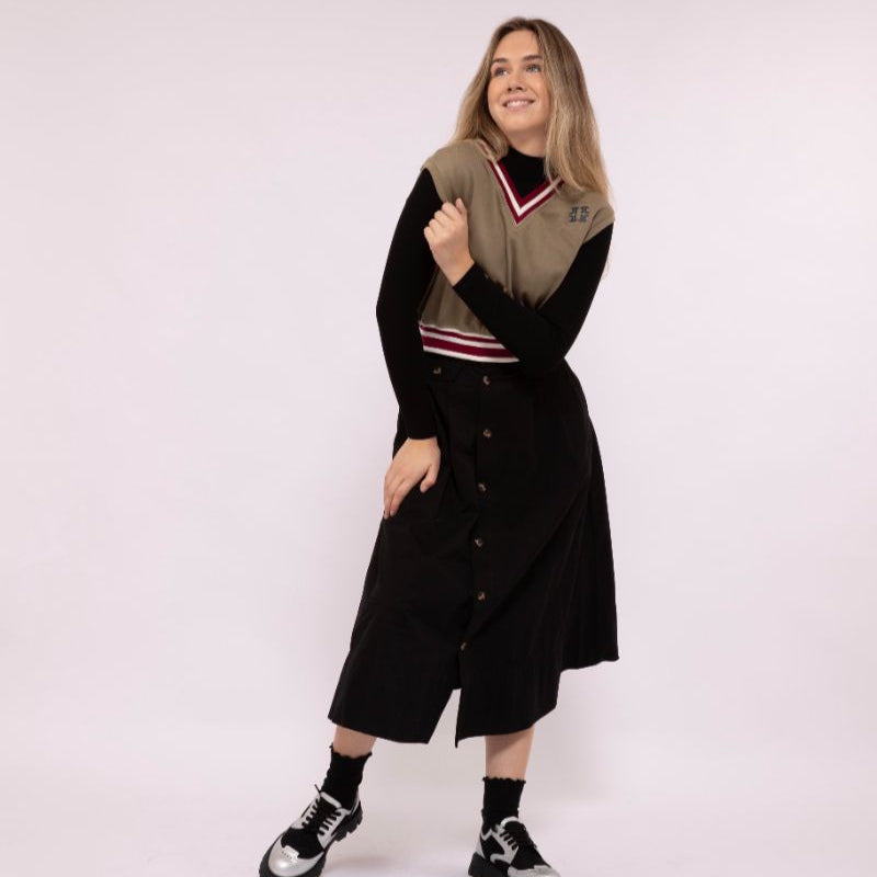 Ribbed Mock Neck Top - Black