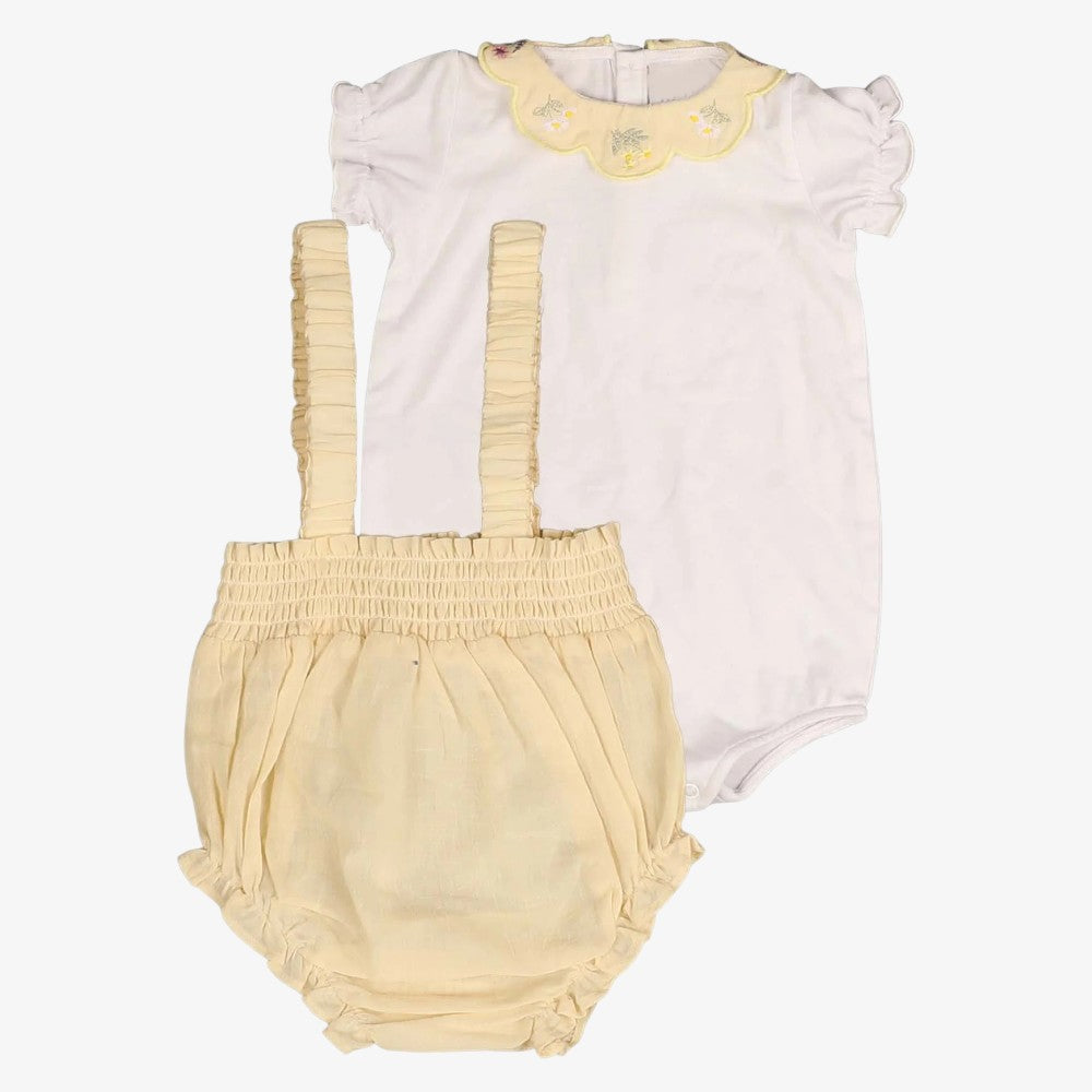 Embroidered Top And Bloomer - Lemon