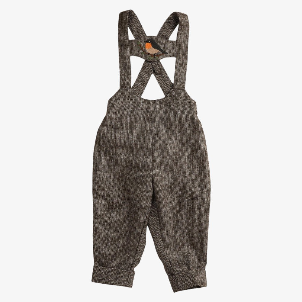 Bird Embroidered Overall - Brown