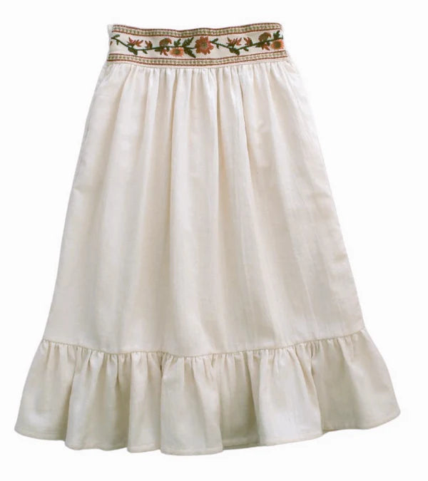 Embroidered Ornamental Skirt - Ecru