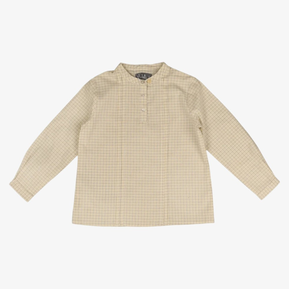 Mandarin Plaid Shirt - Oatmeal
