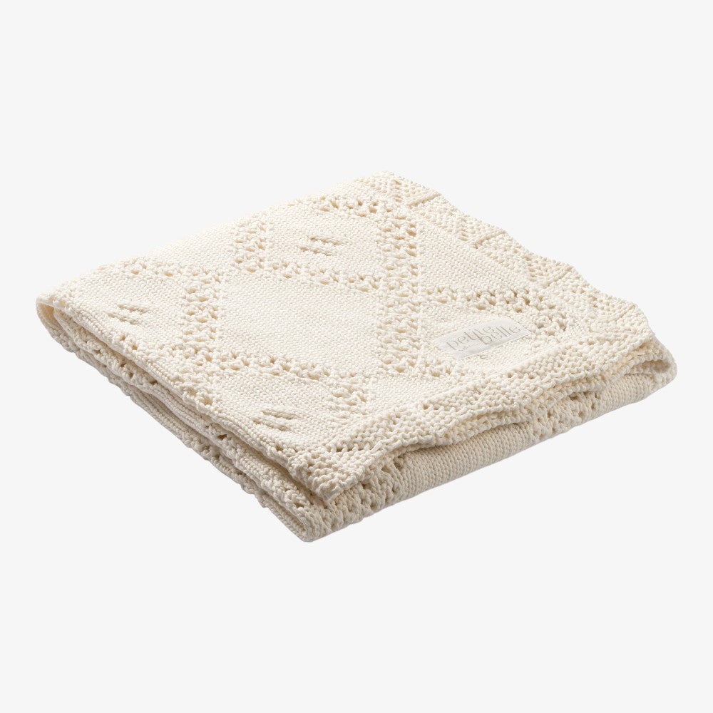 Diamond Crochet Knit Blanket - Cream