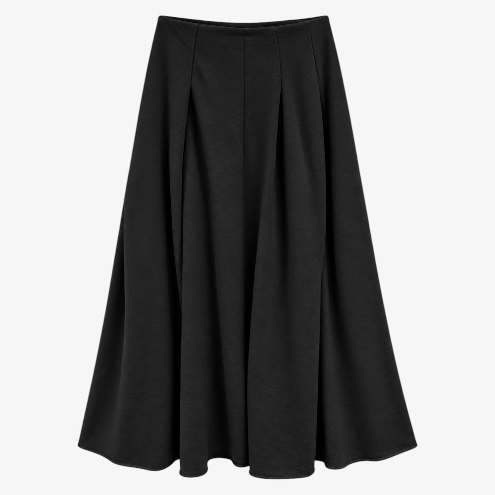 Pleat Flare Skirt - Black