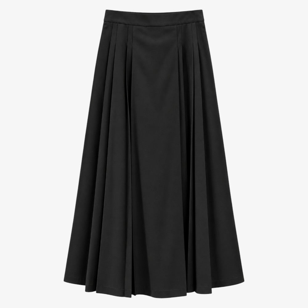 Pleat Midi Skirt - Black