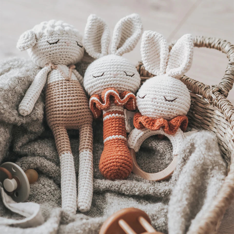 Bunny Rattle - Cream-terracotta