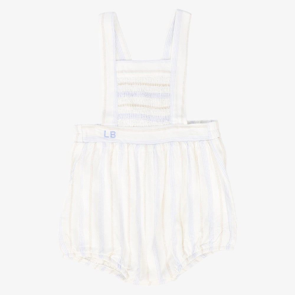 Stripe Smocked Romper - Light Blue