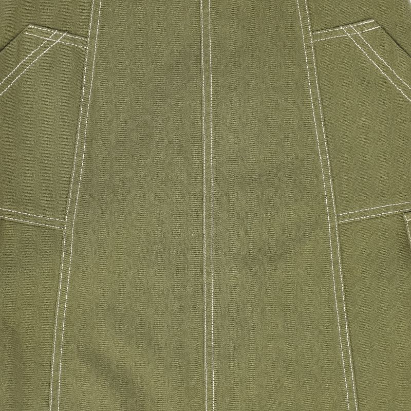 Cargo Stitch Detail Maxi Skirt - Olive