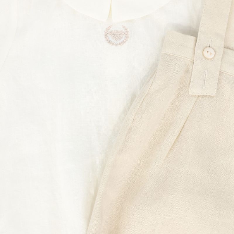 Linen Bubble Set - White&tan