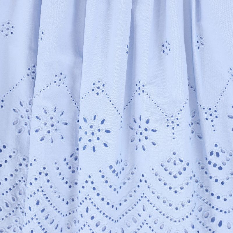 Eyelet Detail Midi Skirt - Light Blue