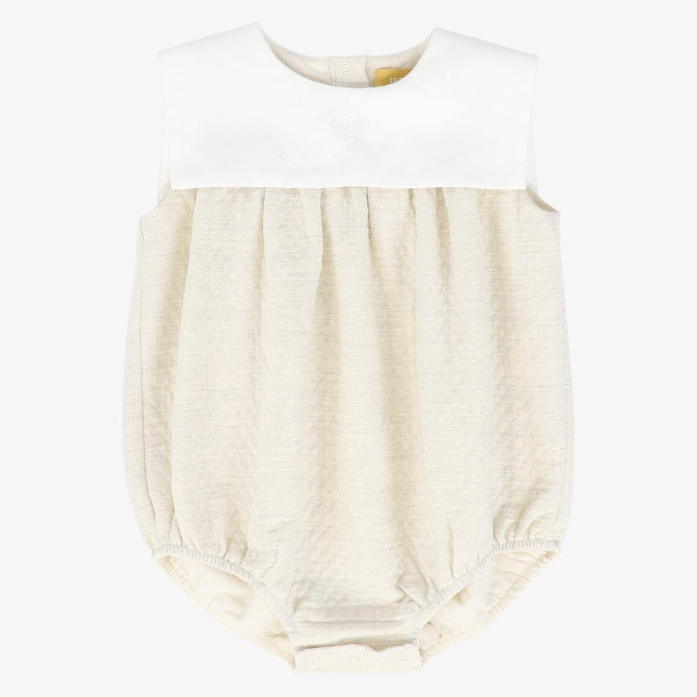 Textured Collar Romper - Cream