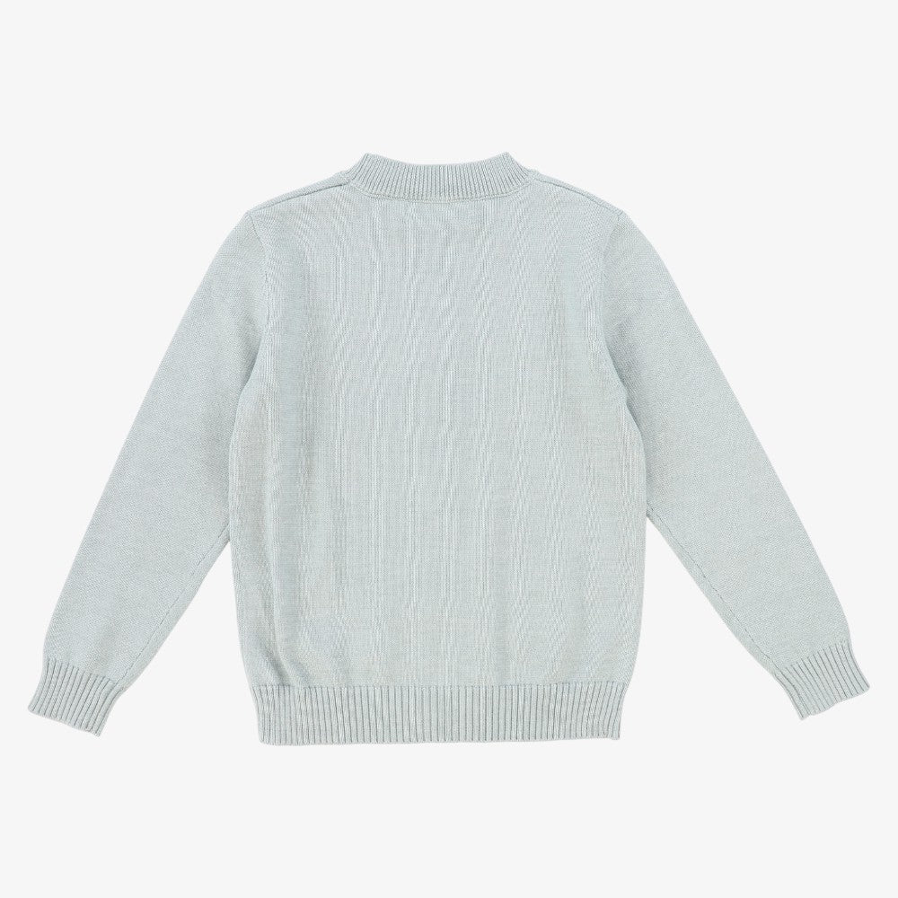 Cable Stripe Collar Cardigan - Green