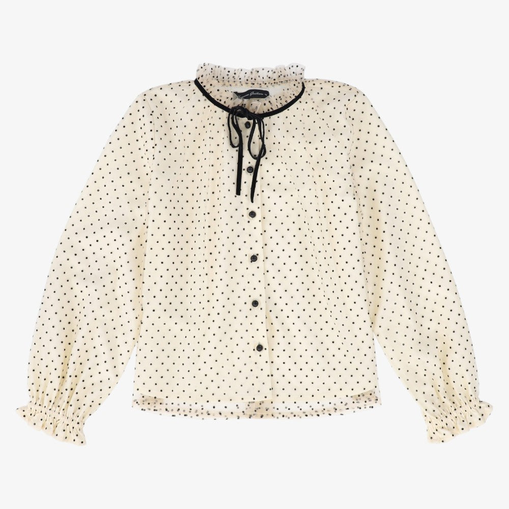 Velvet Polka Dot Blouse - Cream