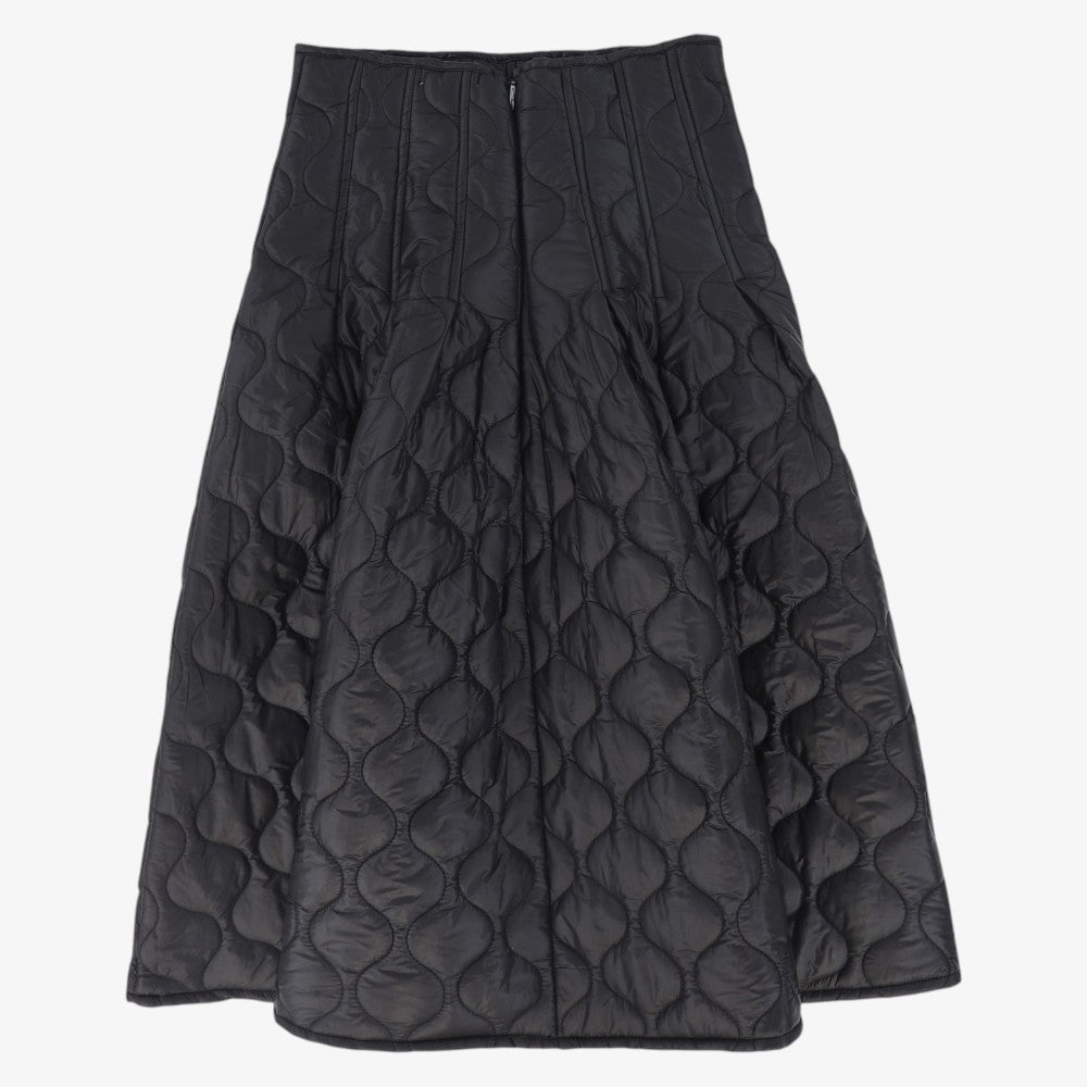 Quilted Midi Skirt - Black