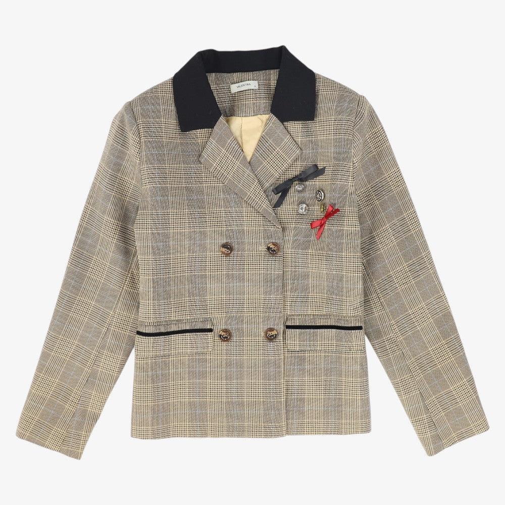 Plaid Pocket Blazer - Brown