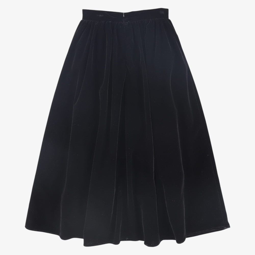 Velvet Gatered Maxi Skirt - Black