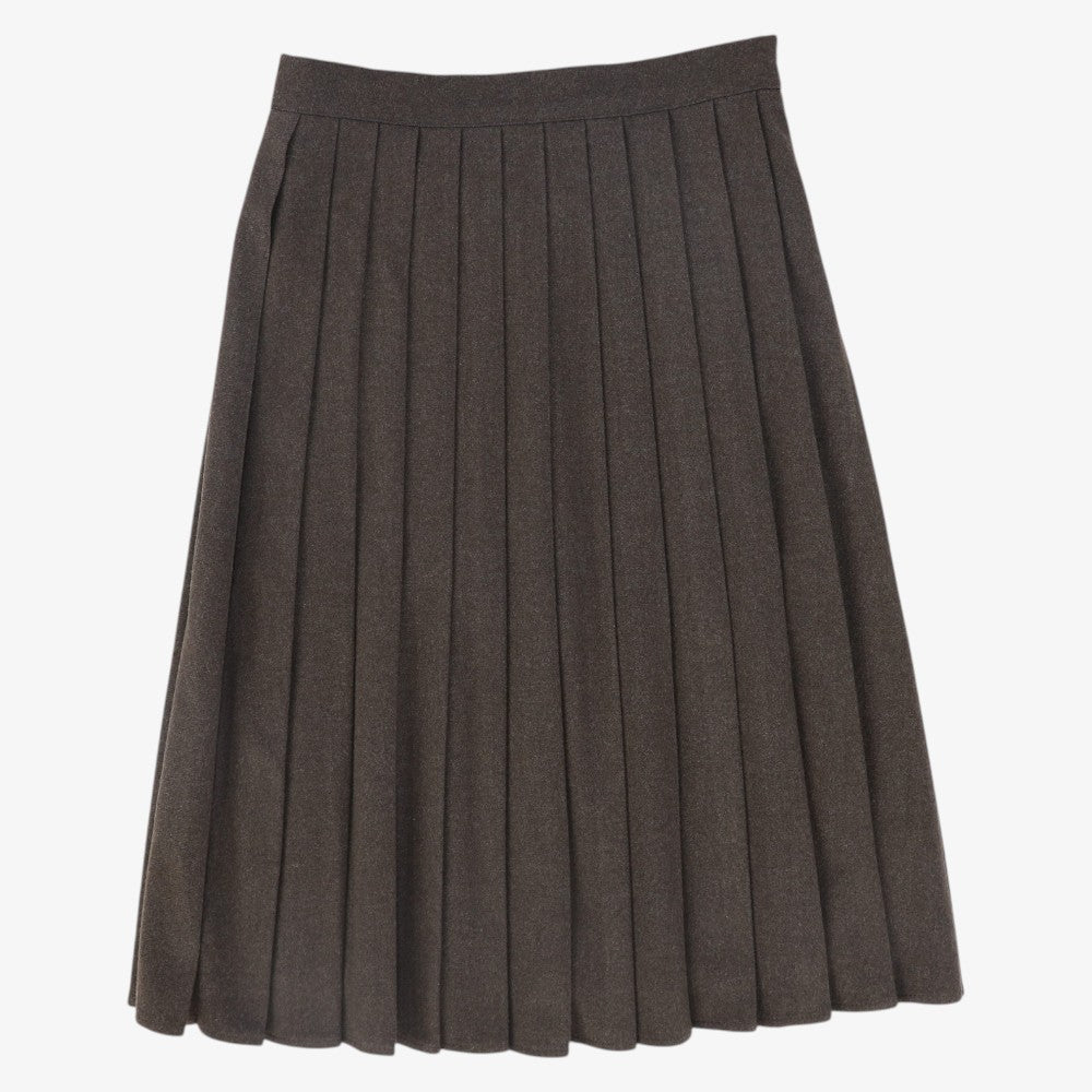 Wool Pleat Skirt - Brown