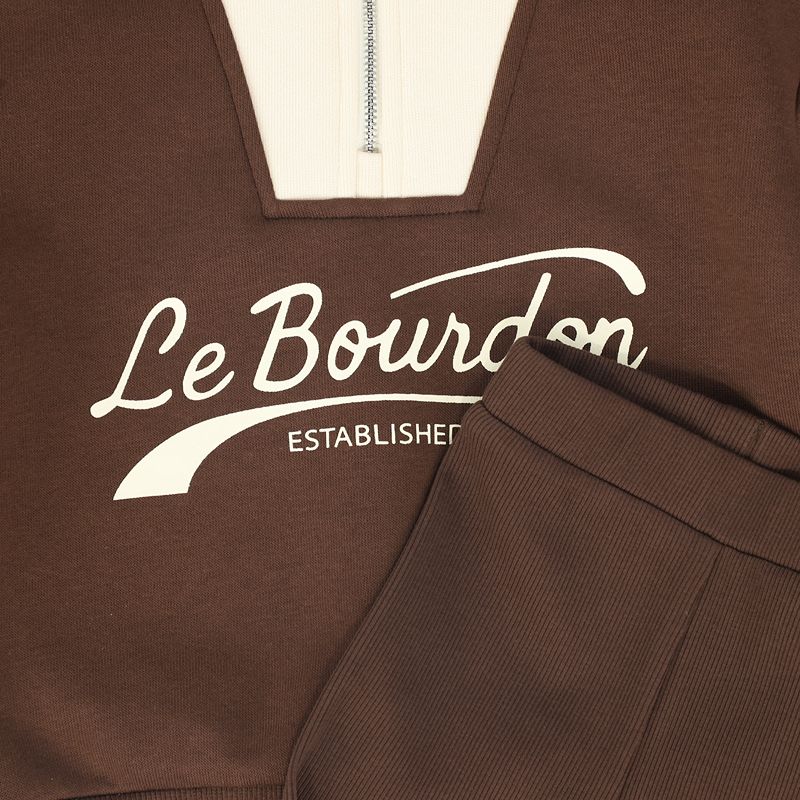 Colorblock Sweatshirt Set - Brown