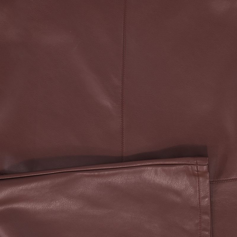 Leather Seam Waisted Skirt - Burgundy
