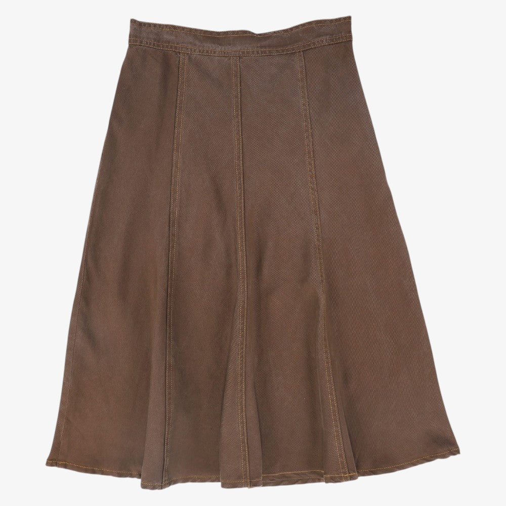 Contrast Seam Skirt - Brown