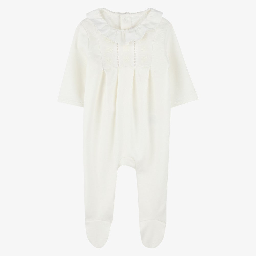 Footie With Bib And Hat - Offwhite