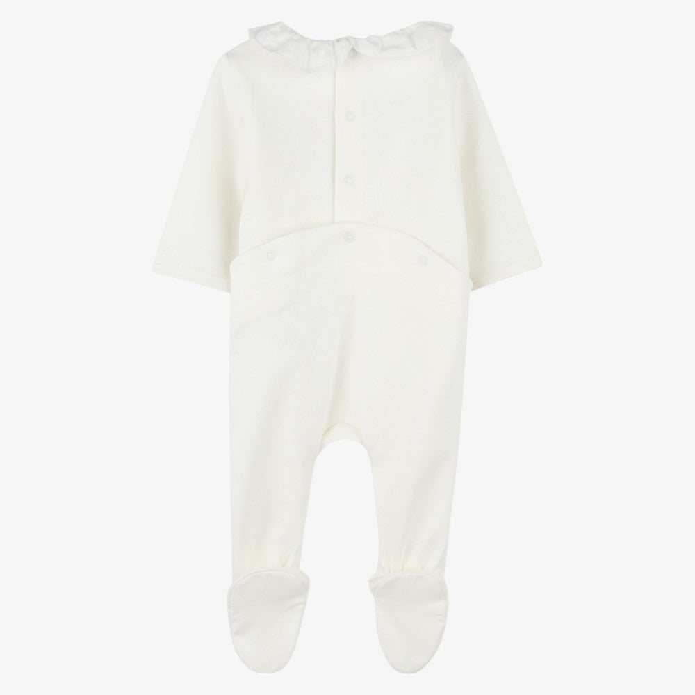 Footie With Bib And Hat - Offwhite